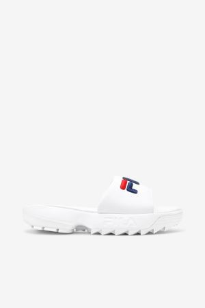 FILA Disruptor Bold Slides White / Navy / Red,Womens Shoes | CA.ORNWCV973